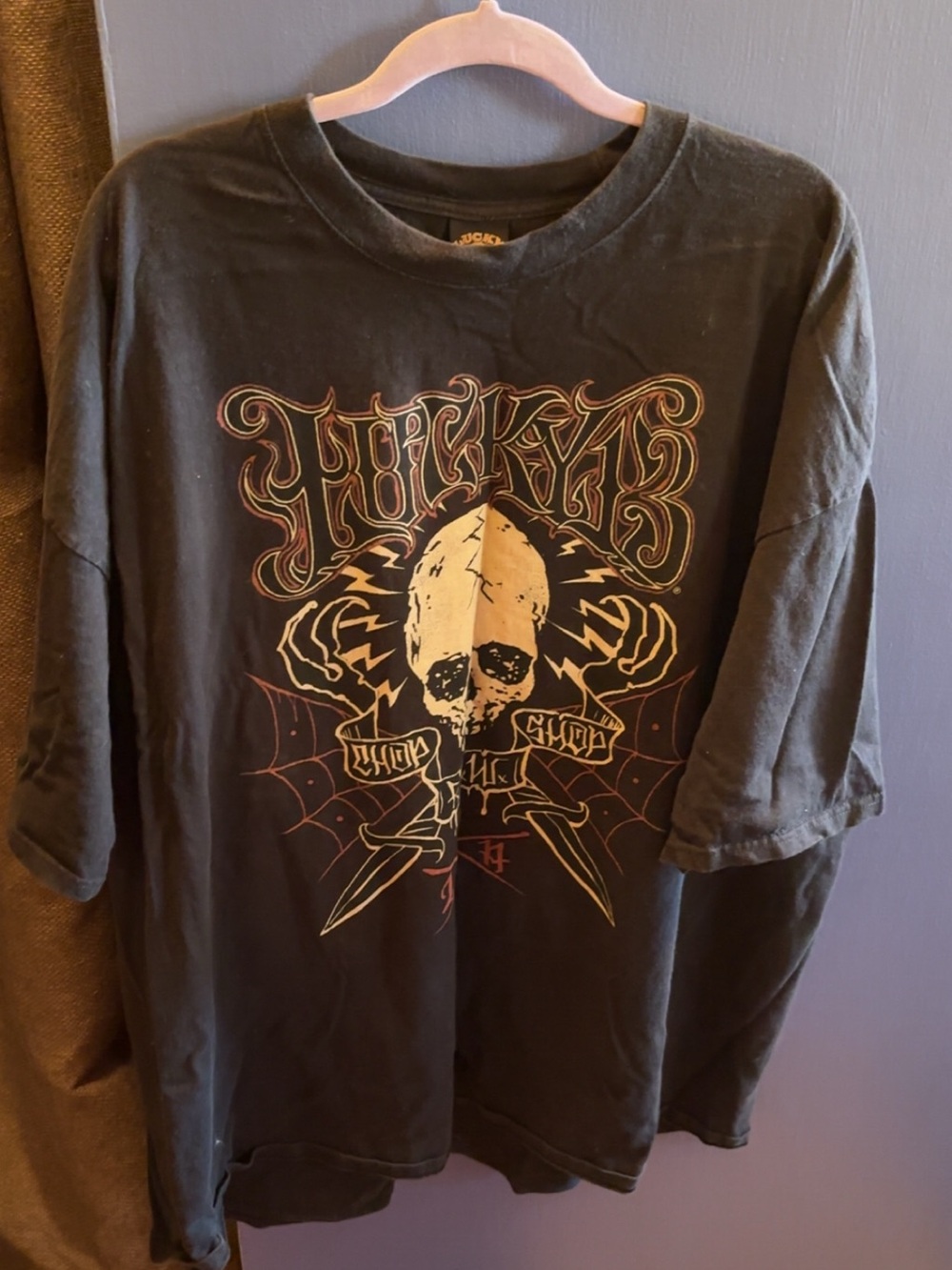 Lucky Brand Black Graphic Skull Short Sleeve Tee